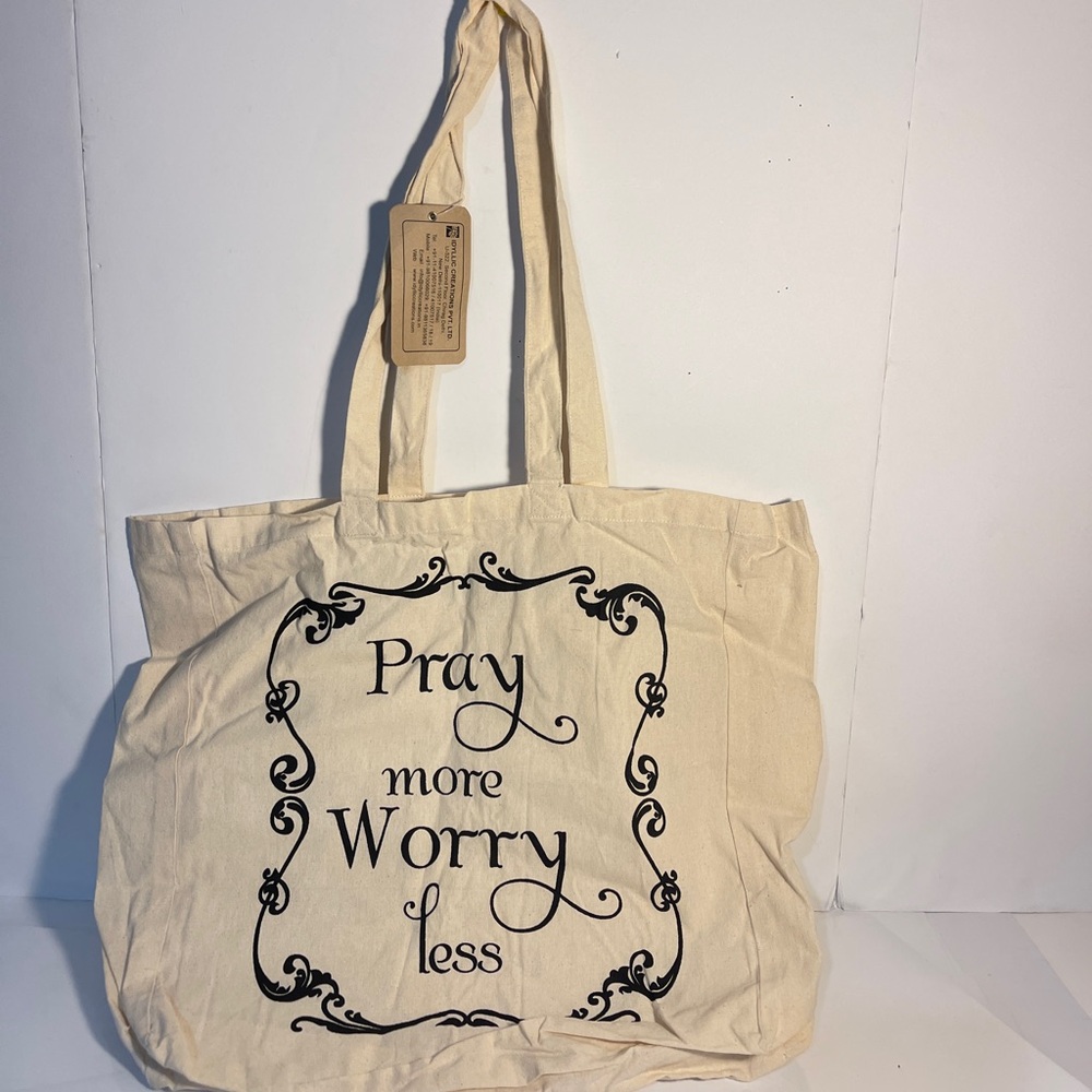 New Cotton Tote Bag “Pray More Worry Less”
